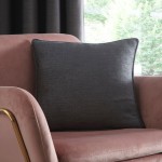 Arezzo Charcoal Blackout Eyelet Curtains and Cushion by Studio g